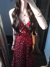 レース切り替えのフラワープリントワンピース【レトロスタイル・秋用・タンクトップ・体型カバー】