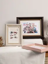 アメリカンスタイルのシンプルフォトフレーム【置き型・油絵風・レトロデザイン】