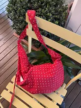 小さな褶みとドット柄のキャンバストートバッグ【春夏向け・カジュアル・ショルダータイプ】
