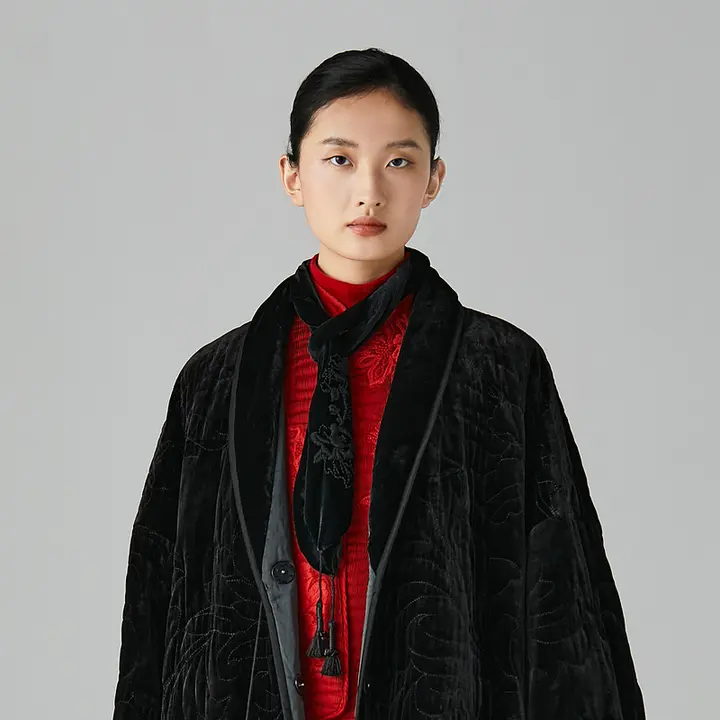 新中式デザインの桜模様シルクスカーフ【女性用・棉製・手袖デザイン】