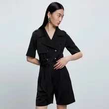 した印象の通勤用オールインワン【ショートパンツ・洛シリーズ】（セットアップ対応）