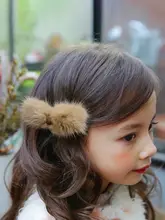 子供用ヘアアクセサリー【サイドバング用・水貂毛・リボン型・後頭部クリップ】