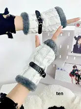 加厚ファー手袋【秋冬・半指・カフェ色・カジュアルスタイル】