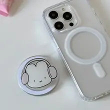 マグネット搭載 伸縮式うさぎデザイン携帯スタンド【可愛いアニメスタイル・折りたたみ式】