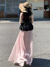 夏用ロング丈のサテンマーメイドスカート【ピンク・フローライン・柔らかなドレープ】