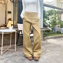 アメリカンヴィンテージ風カジュアルデニムパンツ【ワイドストレート・フィット・長丈】