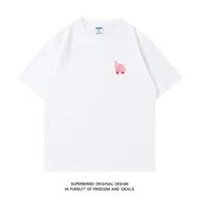 カジュアルな大人用プリントコットン半袖Tシャツ【男女兼用・夏用・ゆったりデザイン】