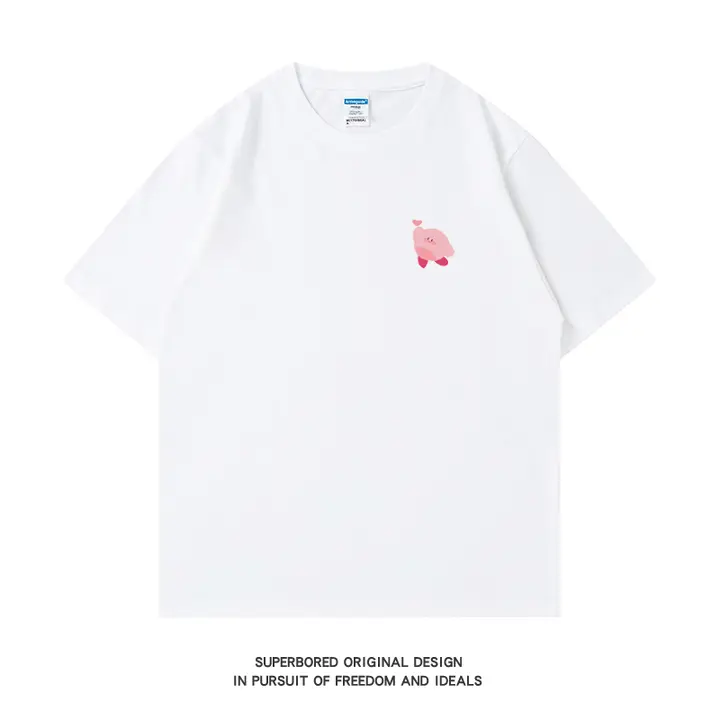 カジュアルな大人用プリントコットン半袖Tシャツ【男女兼用・夏用・ゆったりデザイン】