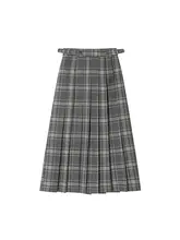 レトロデザインのチェック柄ハイウエストプリーツスカート【女性用・秋冬用】（セットアップ対応）