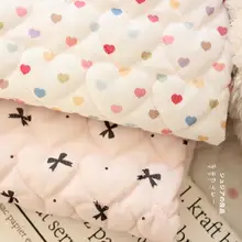 ハートデザインのDIY用保温キルティング生地【衣服や寝具用】
