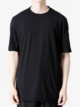 GAOSTUDIOS メンズブラック不規則デザイン2層構造デコンストラクションTシャツ【薄手・ショートスリーブ】
