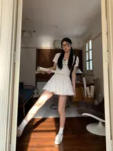 白色ハイウエストAラインスカート【レースデザイン・夏用・女性用】