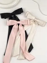 サテンリボン付きヘアクリップ【フランス風・女性用・可愛いデザイン】