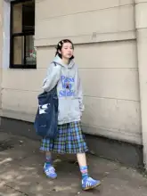 アメリカンリトロ可愛いタータンチェックプリーツスカート【春秋用・Aライン・高級感】