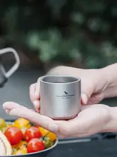 純チタン製 75ml ダブルウォール 保温コースター付き アウトドア用軽量携帯茶杯