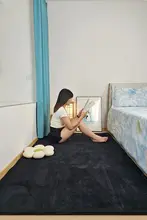 ブラックロングラグマット【主寝室用・耐汚染・フロアマット・居間用】