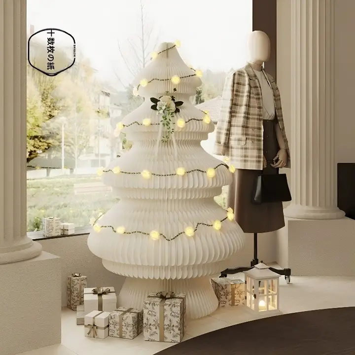 折りたたみ式 北欧風大きな光るクリスマスツリー【商用装飾用・軽量収納】