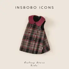 ワンピース キッズ ガールズ 裏起毛 ドレス あったか お祝い パーティ 秋冬「INSbobo」