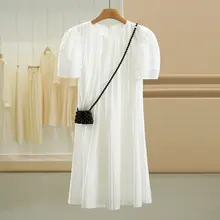 天絲製ショルダーバッグとシンプルなパフスリーブワンピース【気品あるデザイン・夏用】（セットアップ対応）