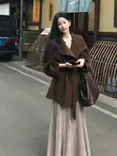 ブラウンダブルフェイスカシミアコート【秋冬用・ショートサイズ・高級感】