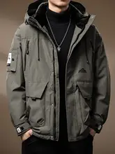 高品質 白鹅绒使用のアウトドアワークダウンジャケット【秋冬用・フード付き・ゆったりサイズ】