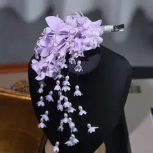 流れるような鈴蘭の花のトリム付きヘアクリップ【新中式・レトロデザイン・和服や漢服に最適】