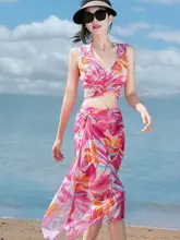 ビーチパーティー用セクシービキニ【ボヘミアンスタイル・三点セット・夏用】（セットアップ対応）