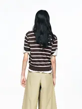親子ペアルック ニットシャツ【軽やかで透け感のあるストライプ・アセテートコットン】
（セットアップ対応）