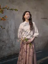 夏用桑蚕丝混紡シャツ【花柄・アート調・カジュアルデザイン】