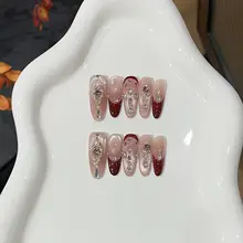光沢感のあるボルドー縁取りの猫目デザインネイルシール【手作り・ヴィンテージスタイル・グリッター】