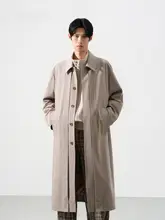 精紡ウール製 メンズロングコート【暗門襟・ゆったりシルエット】