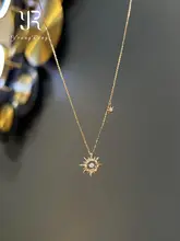 S925純銀製 超輝くスターサンフラワー ジルコニアネックレス【デリケート・クラス感・ロングネック】