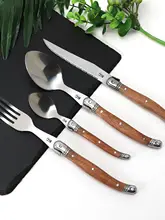 花梨木柄セット ステンレス製西洋食器【木製ハンドル・ステーキナイフ・フォーク・スプーン・カトラリー】