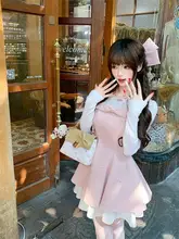 フリルデザインのピンクワンピース【スイートスタイル・春夏用・ウエストシェイプ】