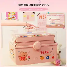 大容量の子供用ヘアアクセサリー収納ボックス【二段式・ヘアピン・ゴム・リボン対応】（セットアップ対応）