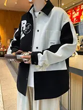 長袖シャツジャケット【春秋用・カジュアル・ユース向け・ルーズフィット・バイカラー】