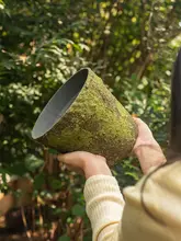 ユニークな苔風セメント製植木鉢【大口径・通気性・屋外庭園用・アートデコレーション】