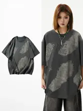 カジュアルなタイダイ染め刺繍入りの短袖Tシャツ【ユニセックス・ルーズフィット・丸首】（セットアップ対応）