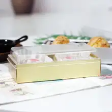 2格 お菓子包装ボックス【優れた耐水性・ベーカリー用・スクエア型・プラスチック製・ケーキやお団子用】