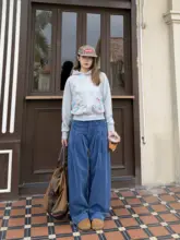 アメリカンレトロ調の調整可能なコーデュロイワークパンツ【女性用・ワイドレッグ・ストリートスタイル】