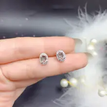 S925製銀製イヤリング【空トレー・オーバル型・レッド＆ブルーサファイア・翡翠装飾】