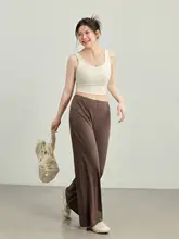 快適なフィット感の高腰ヨガパンツ【柔らかい素材・ワイドレッグ・仕様】（セットアップ対応）