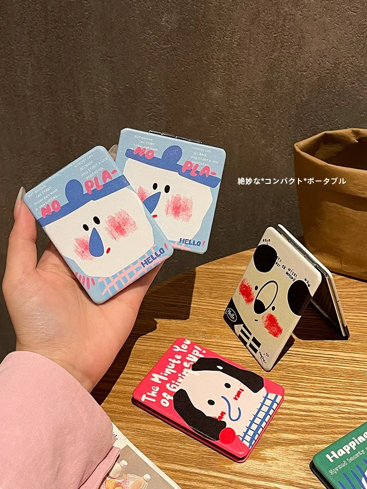 かわいいコンパクト折りたたみ式ミラー：学生や旅行で便利な双面デザインの姿見鏡