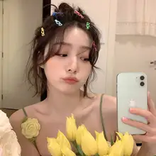 可愛いハート型カラーヘアクリップ六個入り【サイド用・女子向け・バンスクリップ】（セットアップ対応）