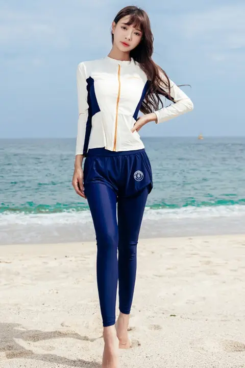 女性用ロングスリーブ潜水服【速乾・スタイルアップ・日焼け防止・浮潜・サーフィン用】（セットアップ対応）