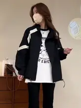 カラーブロックデザインのレディースウィンドブレーカーコート【ゆったりフィット・春秋用・オシャレな工装スタイル】（セットアップ対応）