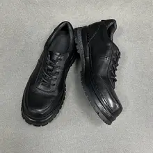 レザーローカットシューズ【秋用・黒・滑り止め・カジュアルスタイル】