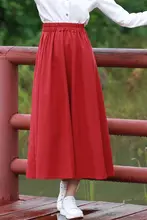 春夏用 レディースコットンリネンハイウエストプリーツスカート【中丈・Aライン・学生向け】（セットアップ対応）