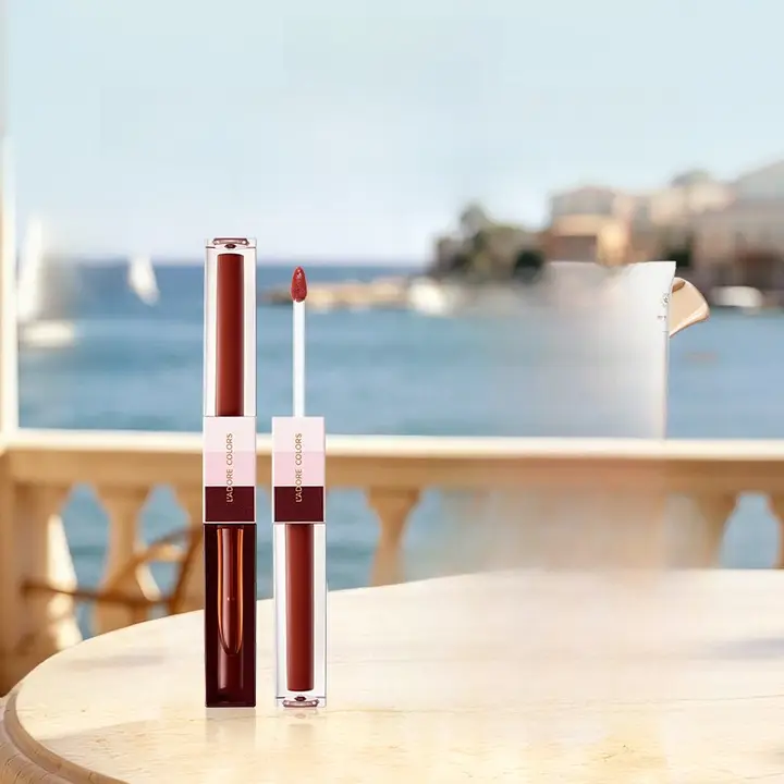 ダブルエンドリップグロス【アイスクリームデザイン・塗りやすいブラシ付き・マット仕上げ】