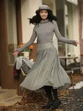 新中式肌理デザインのエアリープリーツスカート【桜色・春夏秋冬対応】（セットアップ対応）